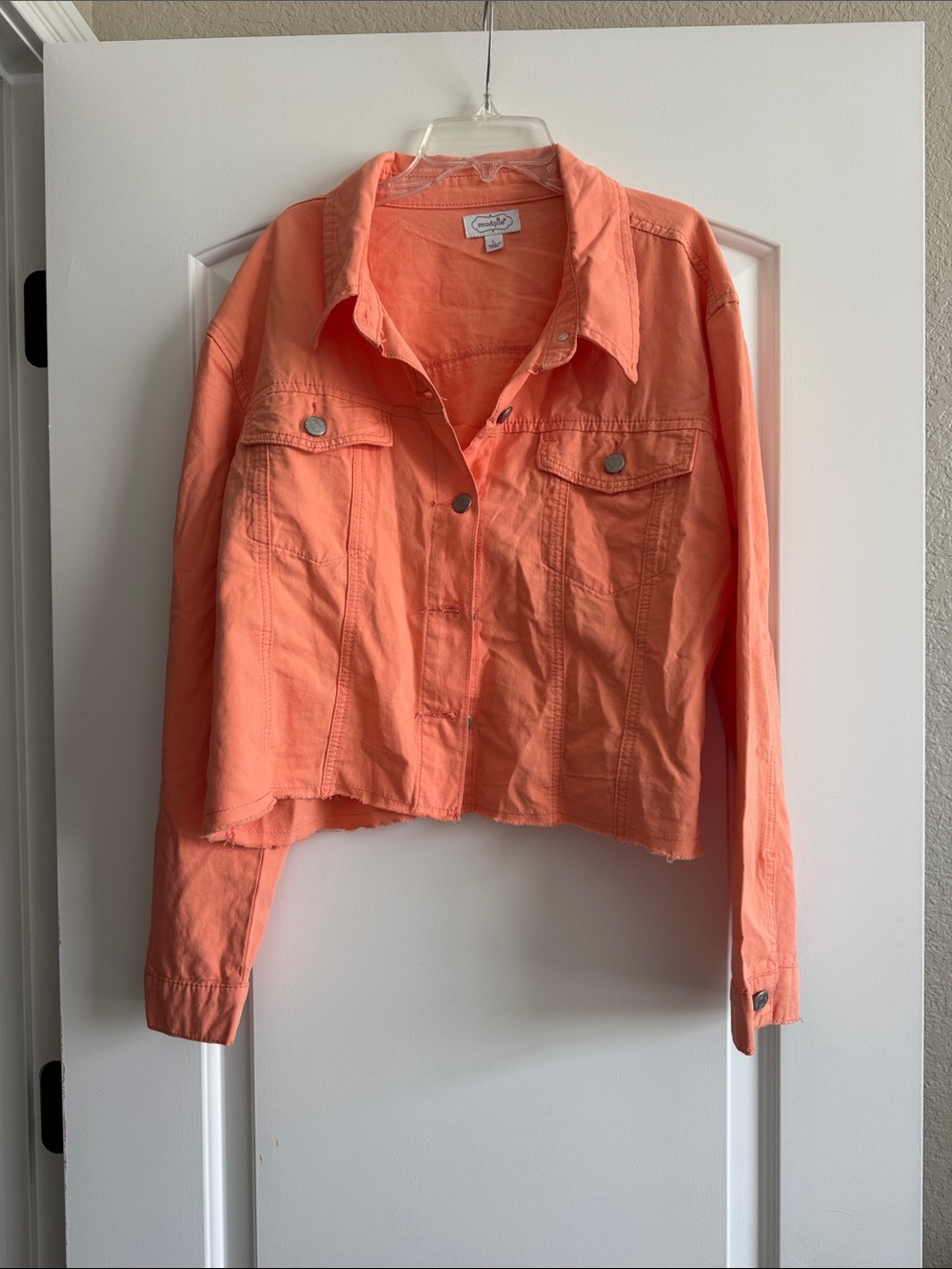 Mud Pie Orange Denim Jacket with Button Front
